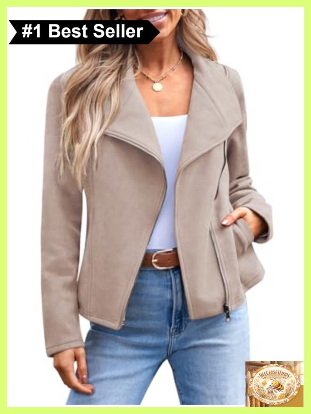 Faux Suede Lightweight Moto Jacket Fall Layering Casual